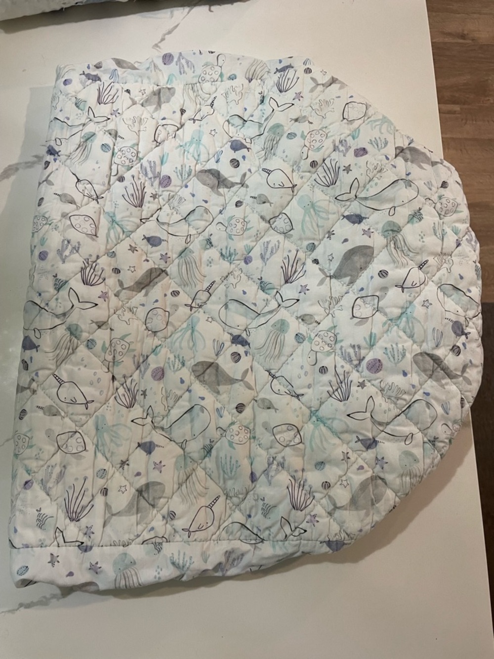 Whale & Ocean Creatures Printed Baby Crib fitted sheet & pad cover - Picture 2 of 4